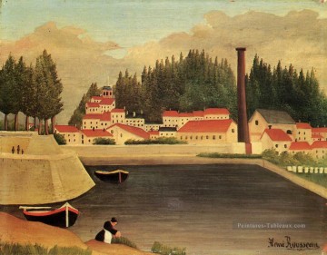  village - village près d’une usine 1908 Henri Rousseau post impressionnisme Naive primitivisme